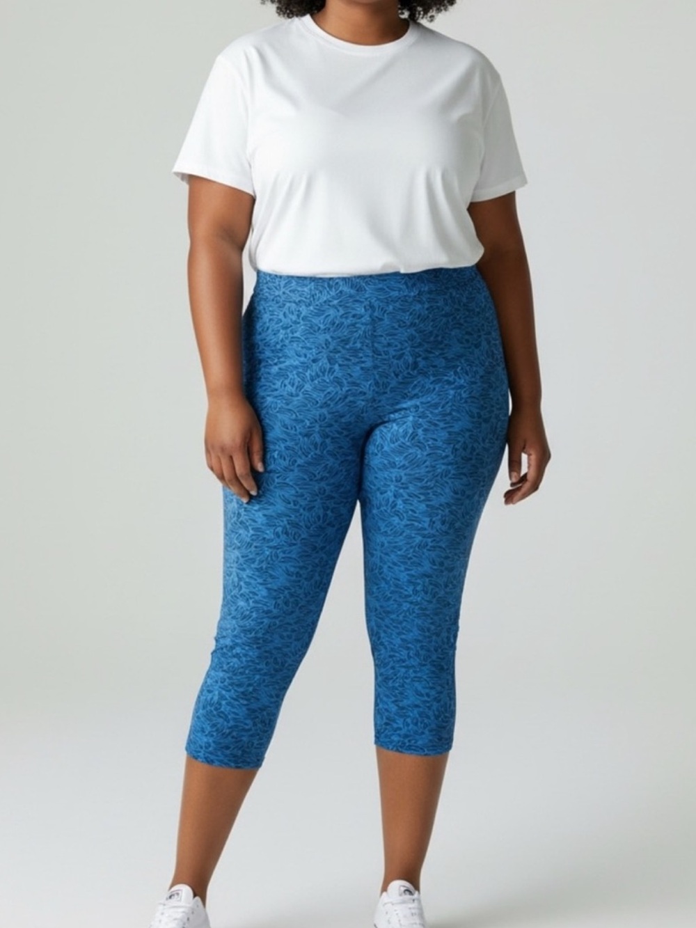 PACT Cropped Printed Leggings Women's XL Blue Activewear